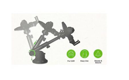 Suport auto pentru telefon reglabil cu brat telescopic, prindere cu ventuza [1]