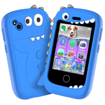Telefon Mobil si Jucarie Educativa 2in1 Multifunctional HUOVA® cu 17 Jocuri , Apel si Contact , Camera Dubla , Video , 10 Audiobooks, Puzzle, Functii de Invatare,  Player MP3 , Blue , 3+Ani [1]