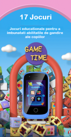 Telefon Mobil si Jucarie Educativa 2in1 Multifunctional HUOVA® cu 17 Jocuri , Apel si Contact , Camera Dubla , Video , 10 Audiobooks, Puzzle, Functii de Invatare,  Player MP3 , Blue , 3+Ani [5]