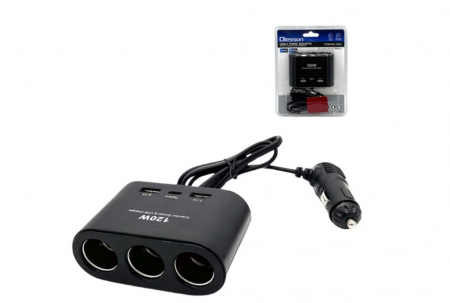 Accesorii auto universale - Triplu Bricheta Auto Fir 3 Prize Olesson 1653 2 X Usb 1 x Tip C 