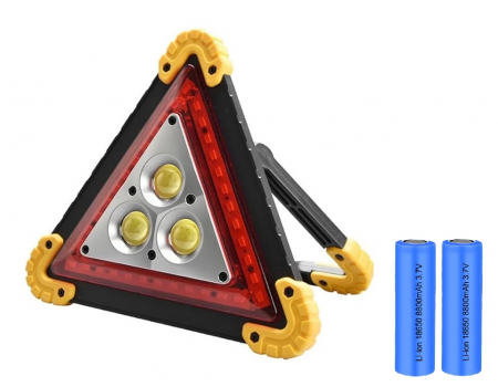 Triunghi Auto de Avertizare LED HUOVA® cu 4 Moduri de Iluminare – 2 Intensități Lumină, Flash lumina rosie și Lumina Continuă, cu acumulatori