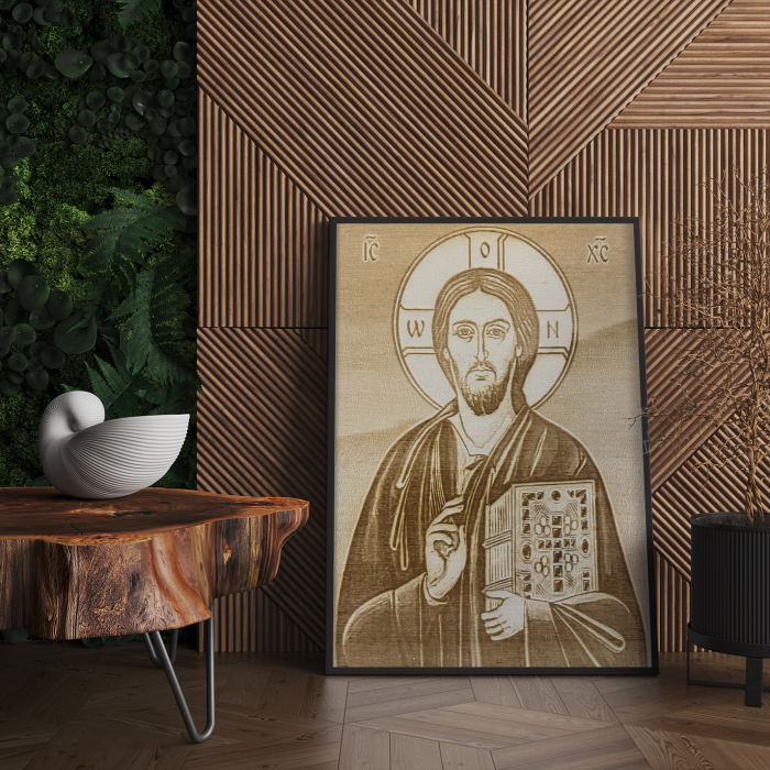 Icoana Domnului Iisus Hristos Pirogravata in Lemn [4]