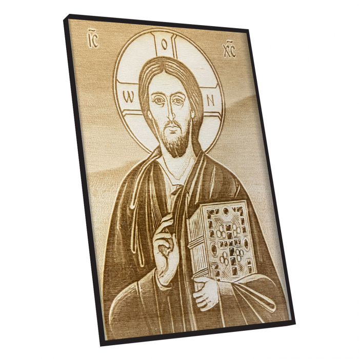 Icoana Domnului Iisus Hristos Pirogravata in Lemn [2]