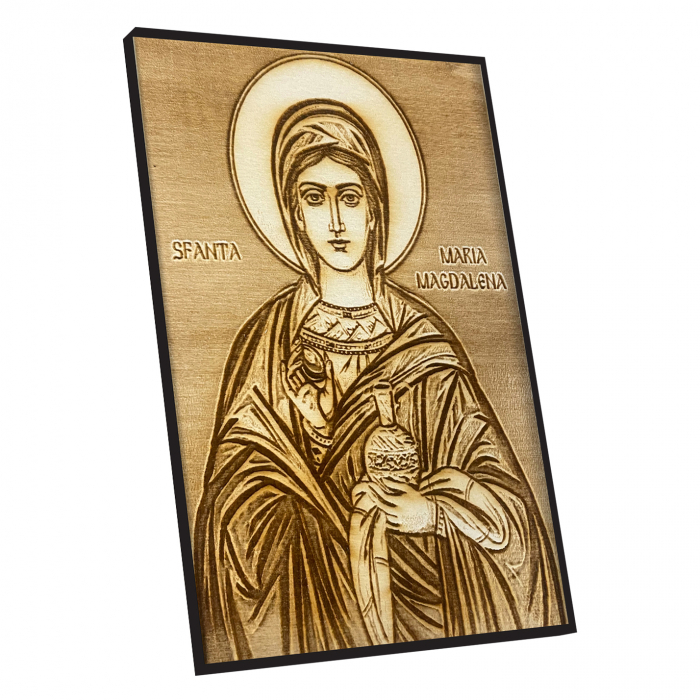 Icoana Sfanta Maria Magdalena Pirogravata in Lemn [2]