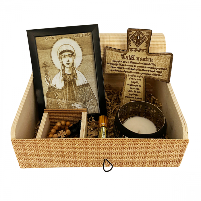 Icoana Sfanta Valentina Pirogravata in Lemn [1]