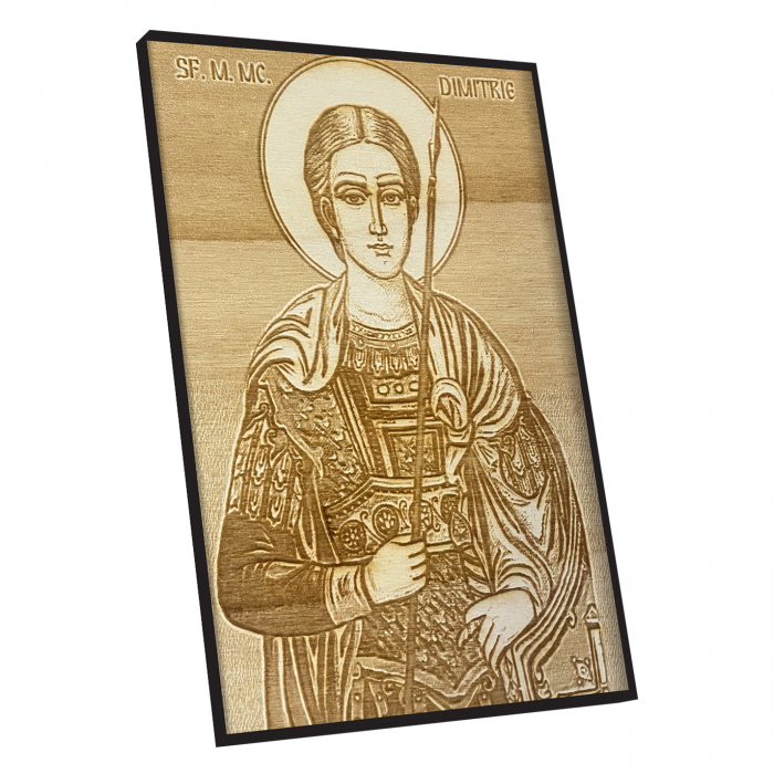 Icoana Sfantul Dimitrie Pirogravata in Lemn [2]