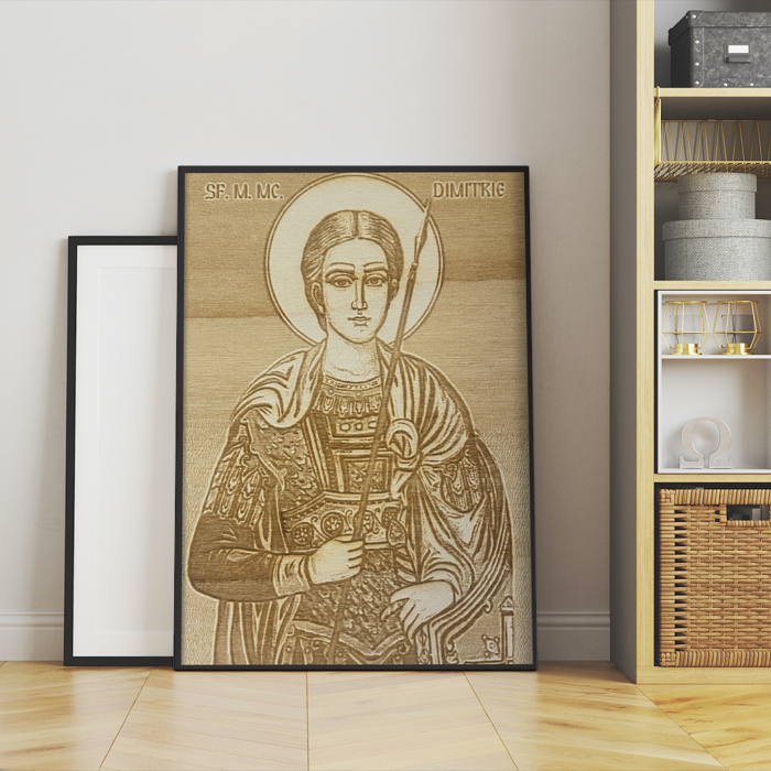 Icoana Sfantul Dimitrie Pirogravata in Lemn [4]