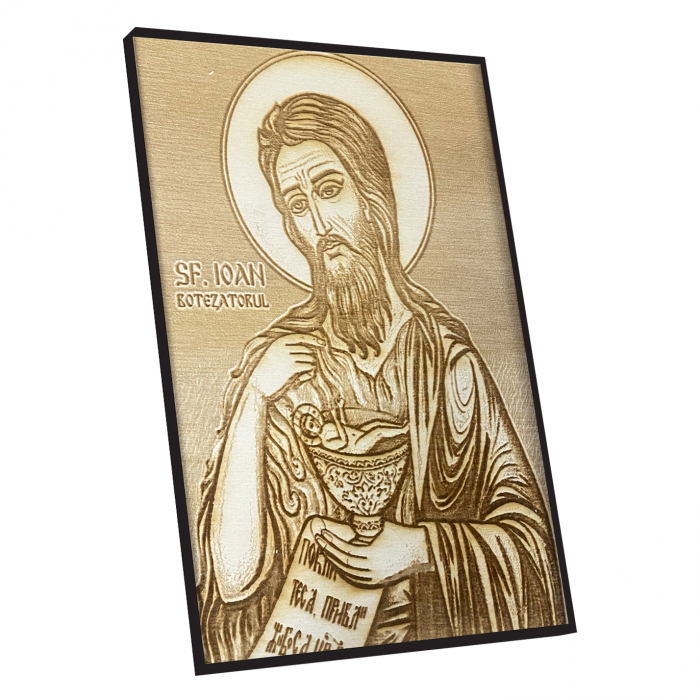 Icoana Ioan Botezatorul Pirogravata in Lemn [2]