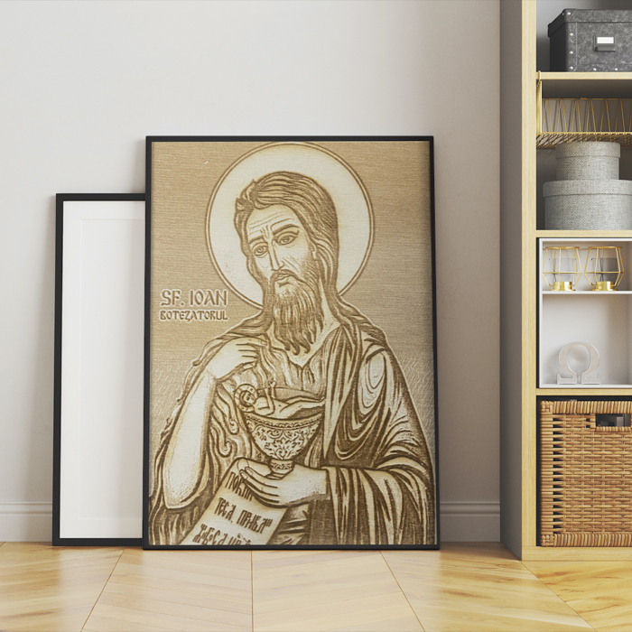 Icoana Ioan Botezatorul Pirogravata in Lemn [4]