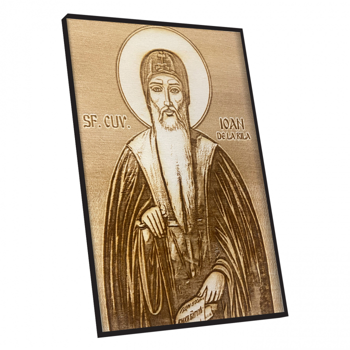 Icoana Sfantul Ioan de la Rila Pirogravata in Lemn [2]