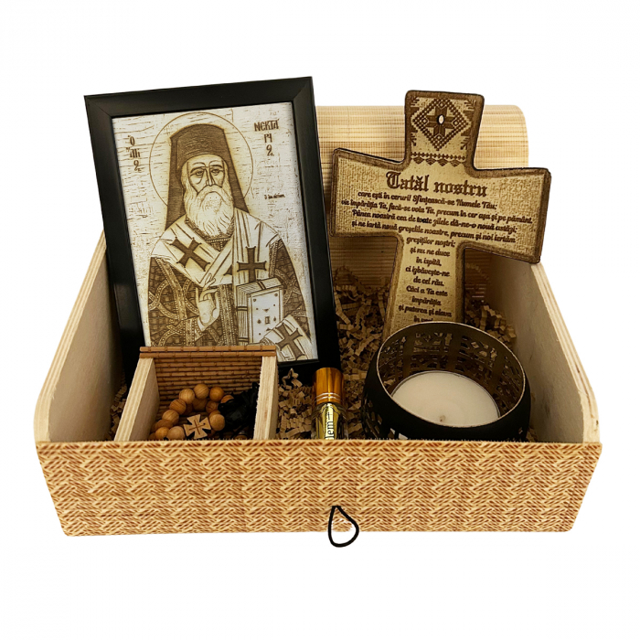 Icoana Sfantului Nectarie Pirogravata in Lemn [1]