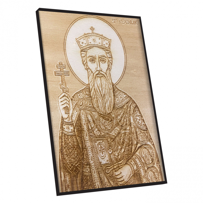 Icoana Sfantul Vladimir Pirogravata in Lemn [2]
