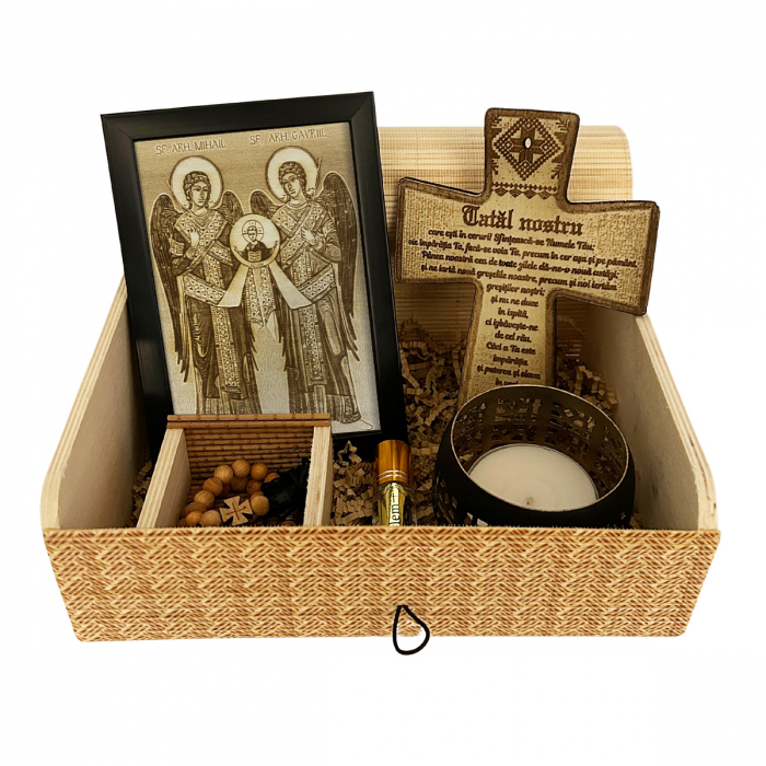 Icoana Sfintilor Mihail si Gavril Pirogravata in Lemn [1]