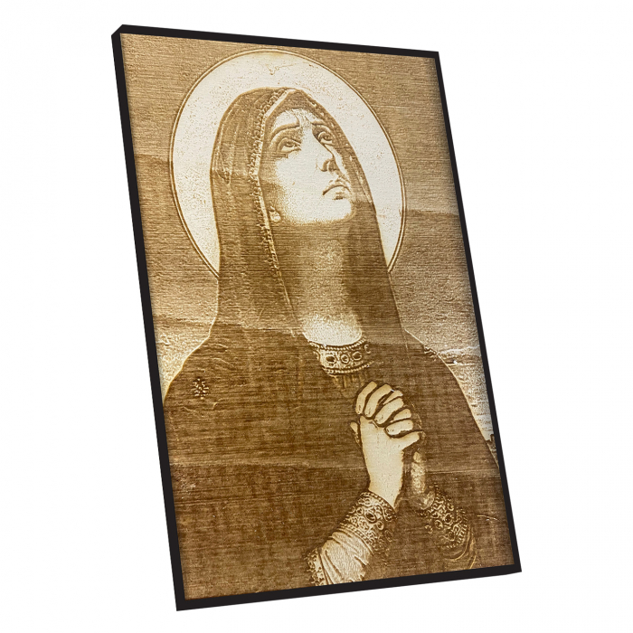 Icoana Tanguirea Maicii Domnului Pirogravata in Lemn [2]