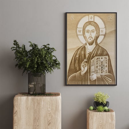 Icoana Domnului Iisus Hristos Pirogravata in Lemn [2]