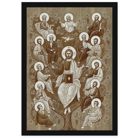 Icoane Iisus Hristos - Icoana Iisus Hristos - Vita cea Adevarata - icoana pirogravata pe lemn de plop cu rama neagra