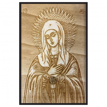 Icoana Preasfintei Maicii Domnului - Tandrete Pirogravata in Lemn Icoane Maica Domnului - Icoana Preasfintei Maicii Domnului - Tandrete Pirogravata in Lemn