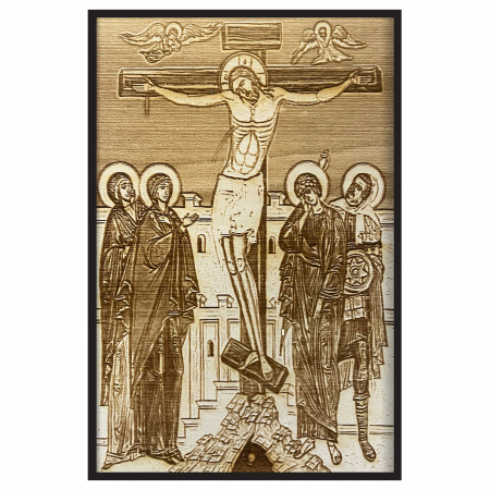 Icoane Iisus Hristos - Icoana Rastignirea Domnului Iisus Pirogravata in Lemn