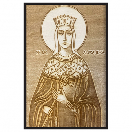 Catalog Icoane - Icoana Sfanta Alexandra Pirogravata in Lemn
