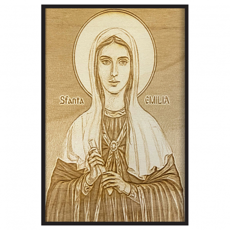 Icoana Sfanta Emilia Pirogravata in Lemn Catalog Icoane - Icoana Sfanta Emilia Pirogravata in Lemn