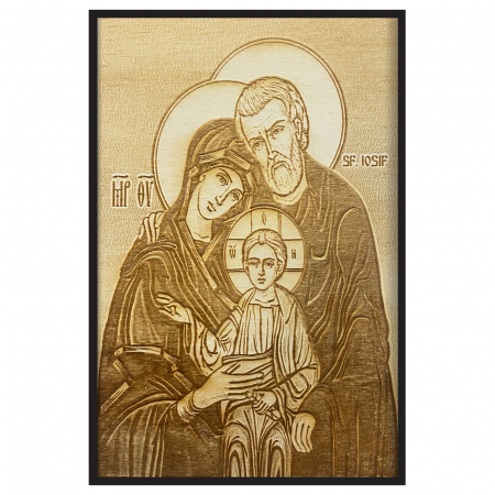 Icoana Sfanta Familie Pirogravata in Lemn Catalog Icoane - Icoana Sfanta Familie Pirogravata in Lemn