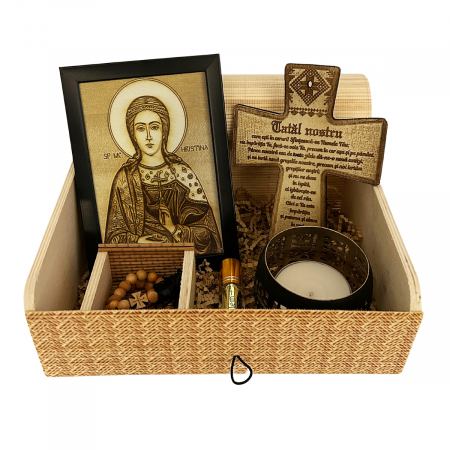 Icoane Sfinti - Icoana Sfanta Hristina Pirogravata in Lemn