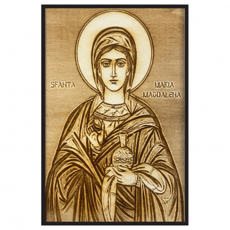 Icoana Sfanta Maria Magdalena Pirogravata in Lemn Catalog Icoane - Icoana Sfanta Maria Magdalena Pirogravata in Lemn