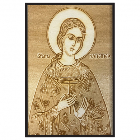 Icoana Sfanta Nadejdea Pirogravata in Lemn Catalog Icoane - Icoana Sfanta Nadejdea Pirogravata in Lemn