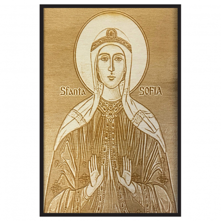 Icoana Sfanta Sofia Pirogravata in Lemn Catalog Icoane - Icoana Sfanta Sofia Pirogravata in Lemn