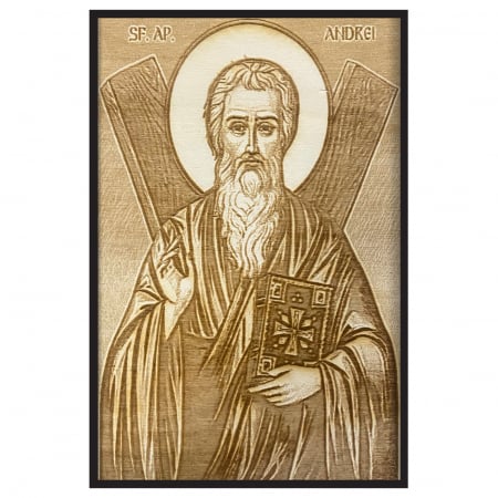 Catalog Icoane - Icoana Sfantul Andrei Pirogravata in Lemn