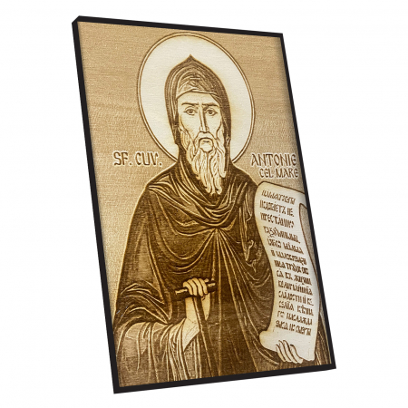Icoana Sfantul Antonie Pirogravata in Lemn [1]