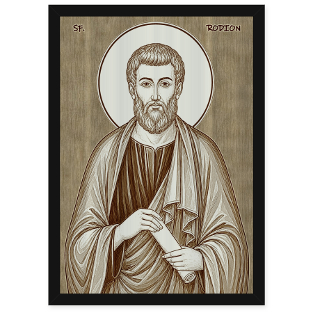 Catalog Icoane - Icoana Sfantul Apostol Rodion - icoana pirogravata pe lemn de plop cu rama neagra