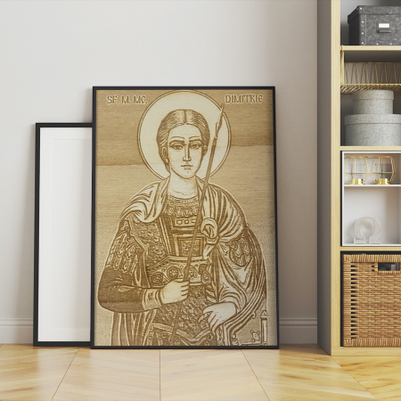 Icoana Sfantul Dimitrie Pirogravata in Lemn [3]