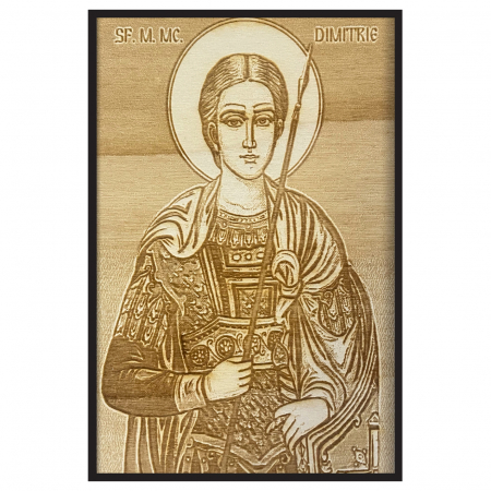 Icoana Sfantul Dimitrie Pirogravata in Lemn Catalog Icoane - Icoana Sfantul Dimitrie Pirogravata in Lemn