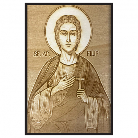 Icoana Sfantul Filip Pirogravata in Lemn Catalog Icoane - Icoana Sfantul Filip Pirogravata in Lemn