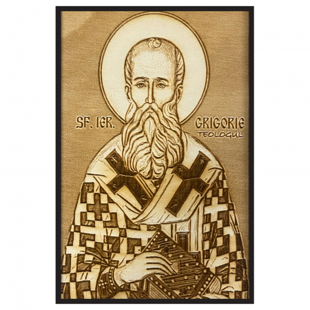 Icoana Sfantul Grigorie Pirogravata in Lemn Catalog Icoane - Icoana Sfantul Grigorie Pirogravata in Lemn
