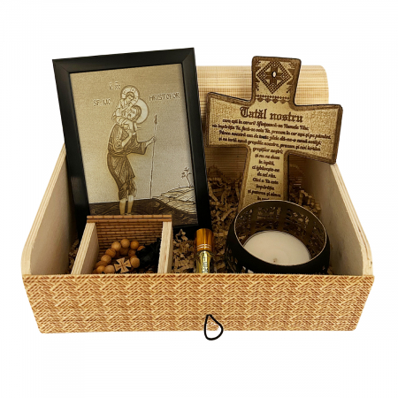 Icoane Sfinti - Icoana Sfantul Hristofor Pirogravata in Lemn