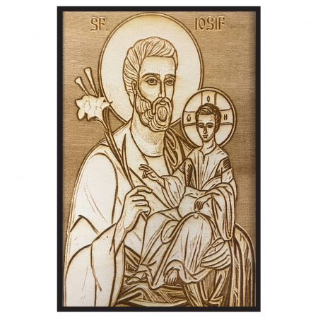 Icoana Sfantul Iosif Pirogravata in Lemn Catalog Icoane - Icoana Sfantul Iosif Pirogravata in Lemn