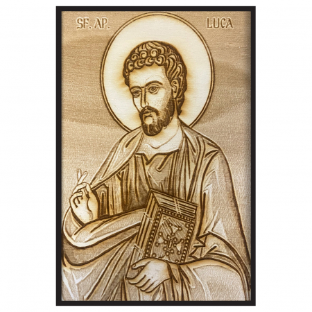 Icoana Sfantul Luca Pirogravata in Lemn Catalog Icoane - Icoana Sfantul Luca Pirogravata in Lemn