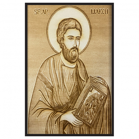 Icoana Sfantul Marcu Pirogravata in Lemn Catalog Icoane - Icoana Sfantul Marcu Pirogravata in Lemn