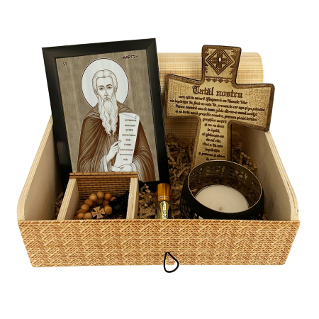 Catalog Icoane - Icoana Sfantul Martin, Episcopul Romei - icoana pirogravata pe lemn de plop cu rama neagra