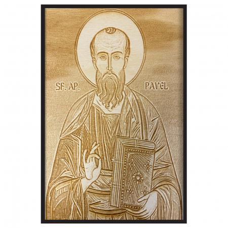 Icoana Sfantul Pavel Pirogravata in Lemn Catalog Icoane - Icoana Sfantul Pavel Pirogravata in Lemn