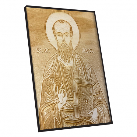 Icoana Sfantul Pavel Pirogravata in Lemn [1]