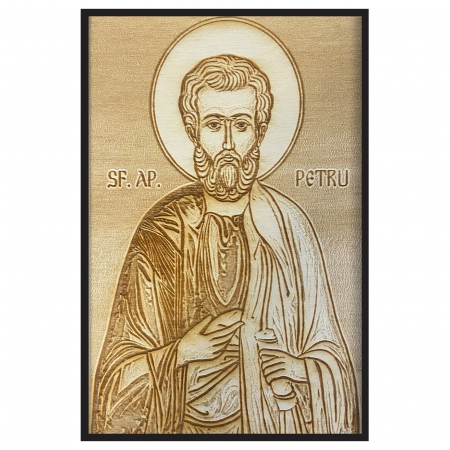 Icoana Sfantul Petru Pirogravata in Lemn Catalog Icoane - Icoana Sfantul Petru Pirogravata in Lemn