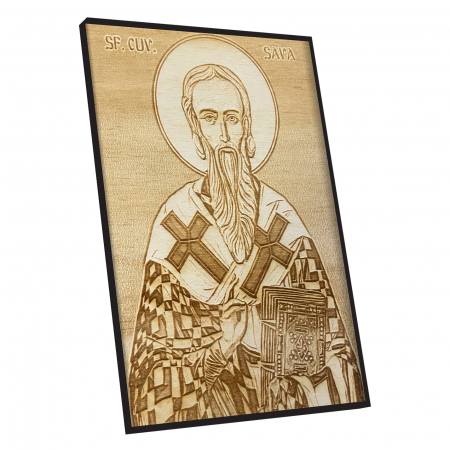 Icoana Sfantul Sava Pirogravata in Lemn [1]