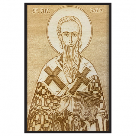 Icoana Sfantul Sava Pirogravata in Lemn Catalog Icoane - Icoana Sfantul Sava Pirogravata in Lemn