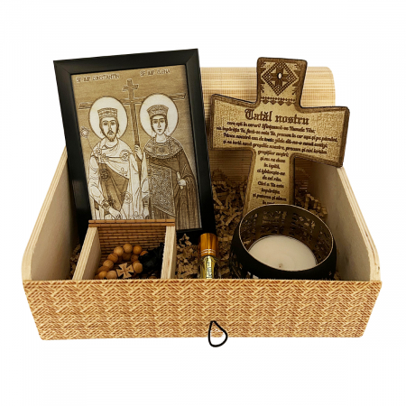 Catalog Icoane - Icoana Sfintilor Constantin si Elena Pirogravata in Lemn