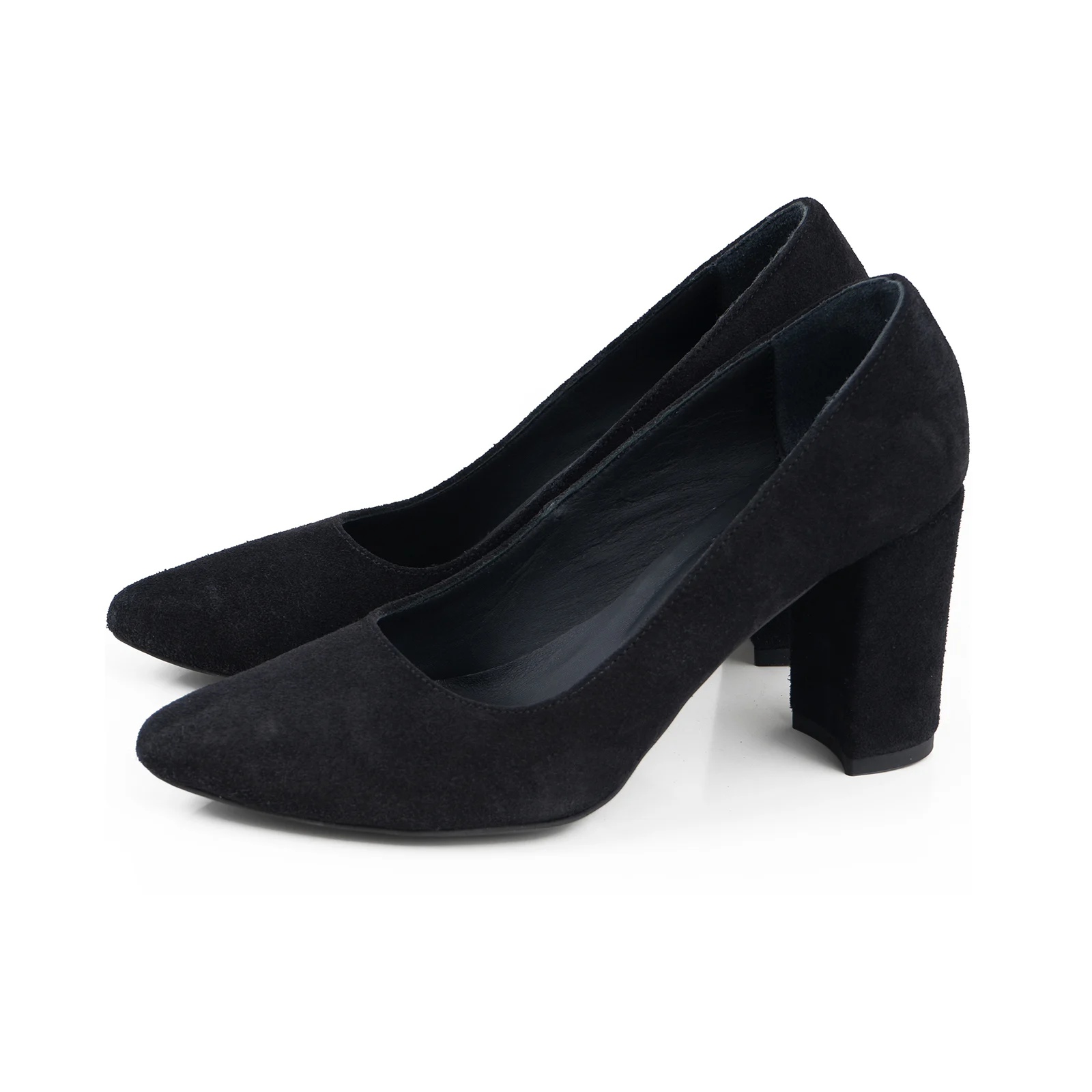 PANTOFI CU TOC PATRAT, DIN PIELE INTOARSA NEAGRA [2]