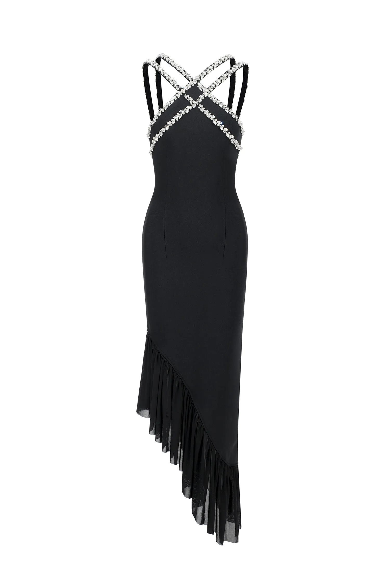 Rochie Neagra, tip dandaj, cu cristale [7]
