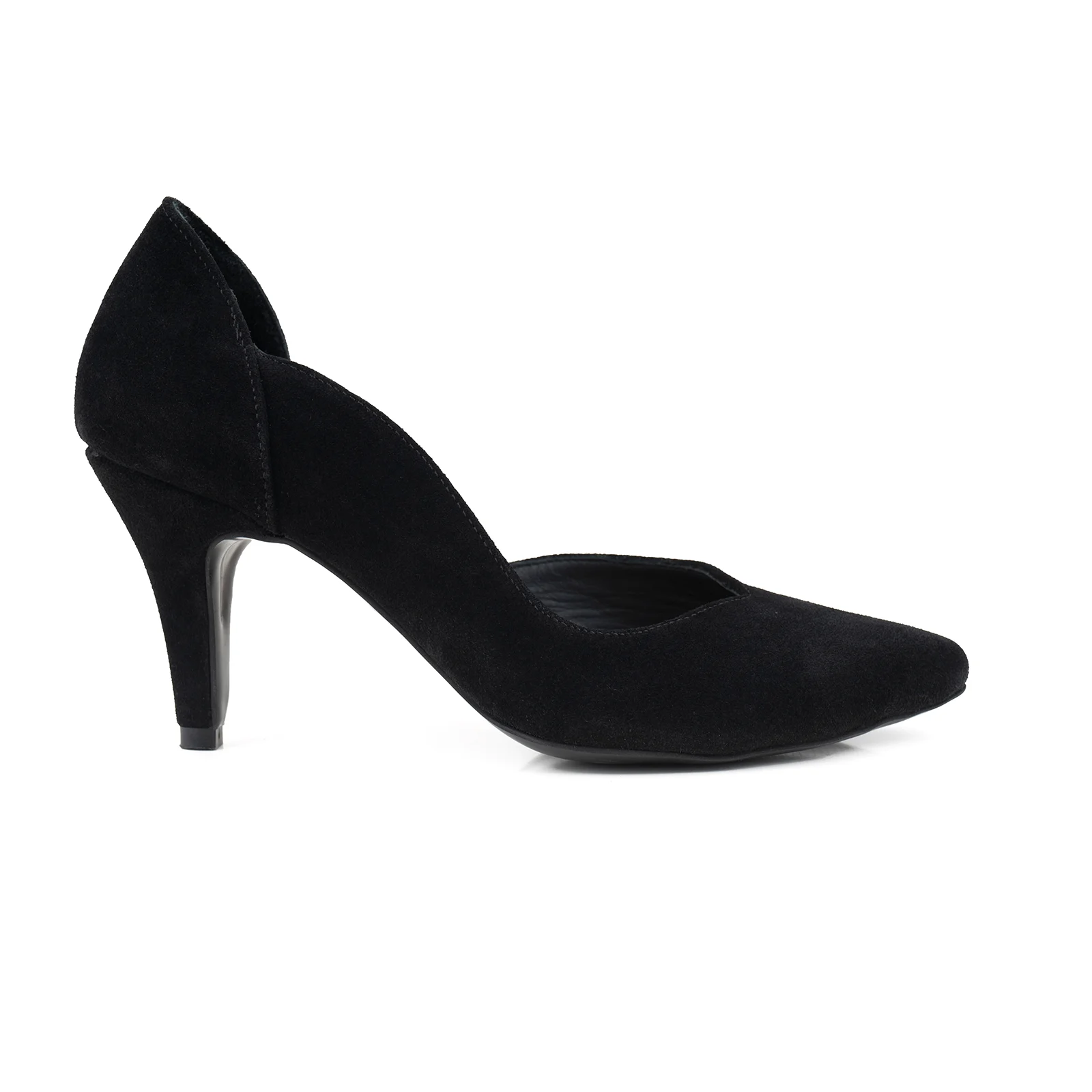 PANTOFI STILETTO, DIN PIELE INTOARSA NEAGRA, CU DECUPAJ INTERIOR [1]